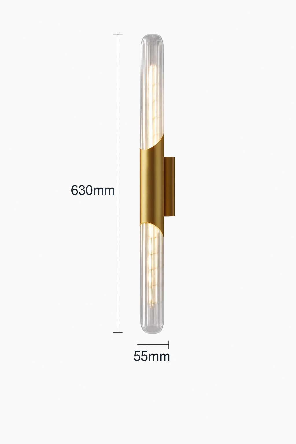 Applique murale led longue moderne en verre fer