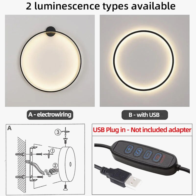 applique murale led lumières intérieur cercle fond décoration