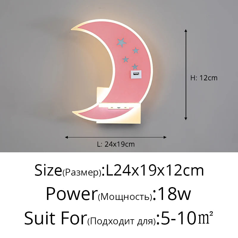 applique murale led lune design moderne minimaliste avec chargeur usb