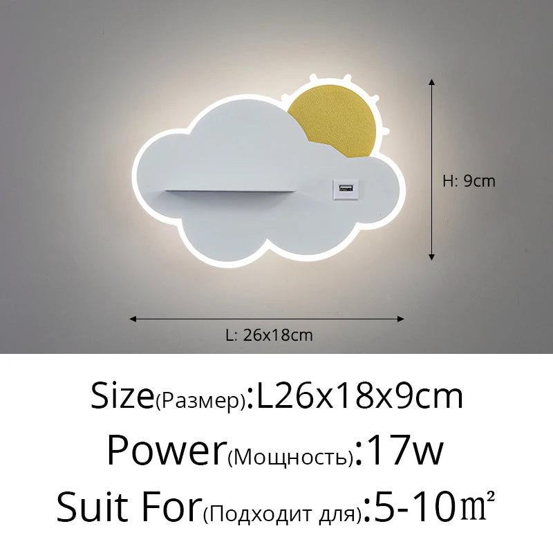 applique murale led lune design moderne minimaliste avec chargeur usb