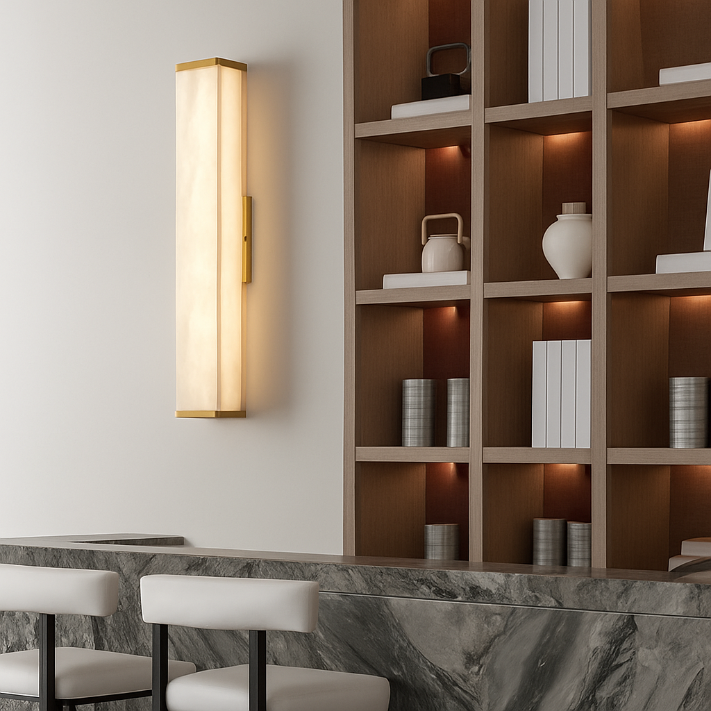 applique murale led marbre moderne en cuivre naturel
