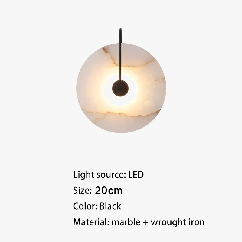 Applique murale LED marbre moderne luxe noir or