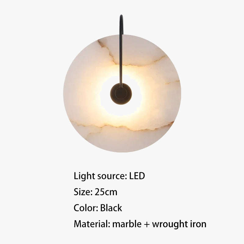 Applique murale LED marbre moderne luxe noir or