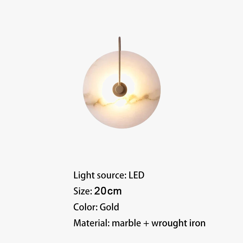 Applique murale LED marbre moderne luxe noir or
