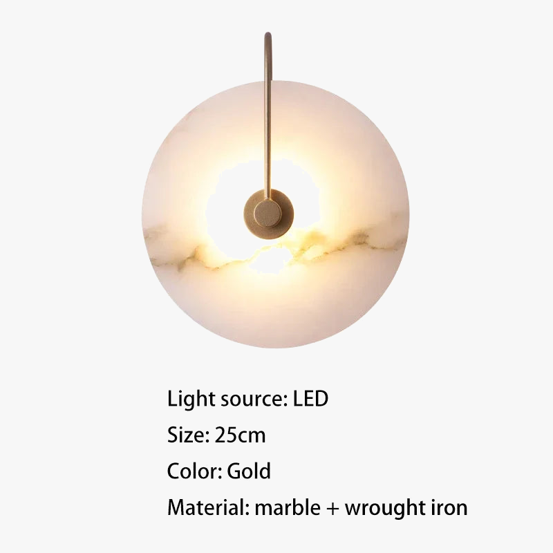 Applique murale LED marbre moderne luxe noir or