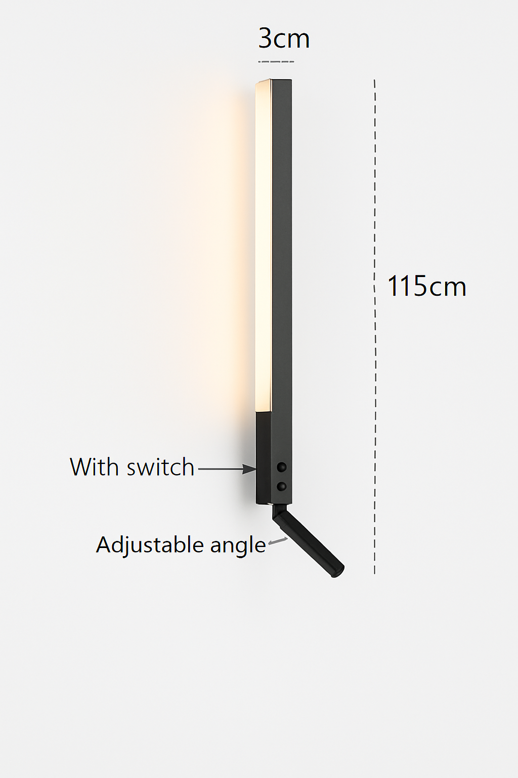 applique murale led minimaliste avec interrupteur angle réglable 3000k