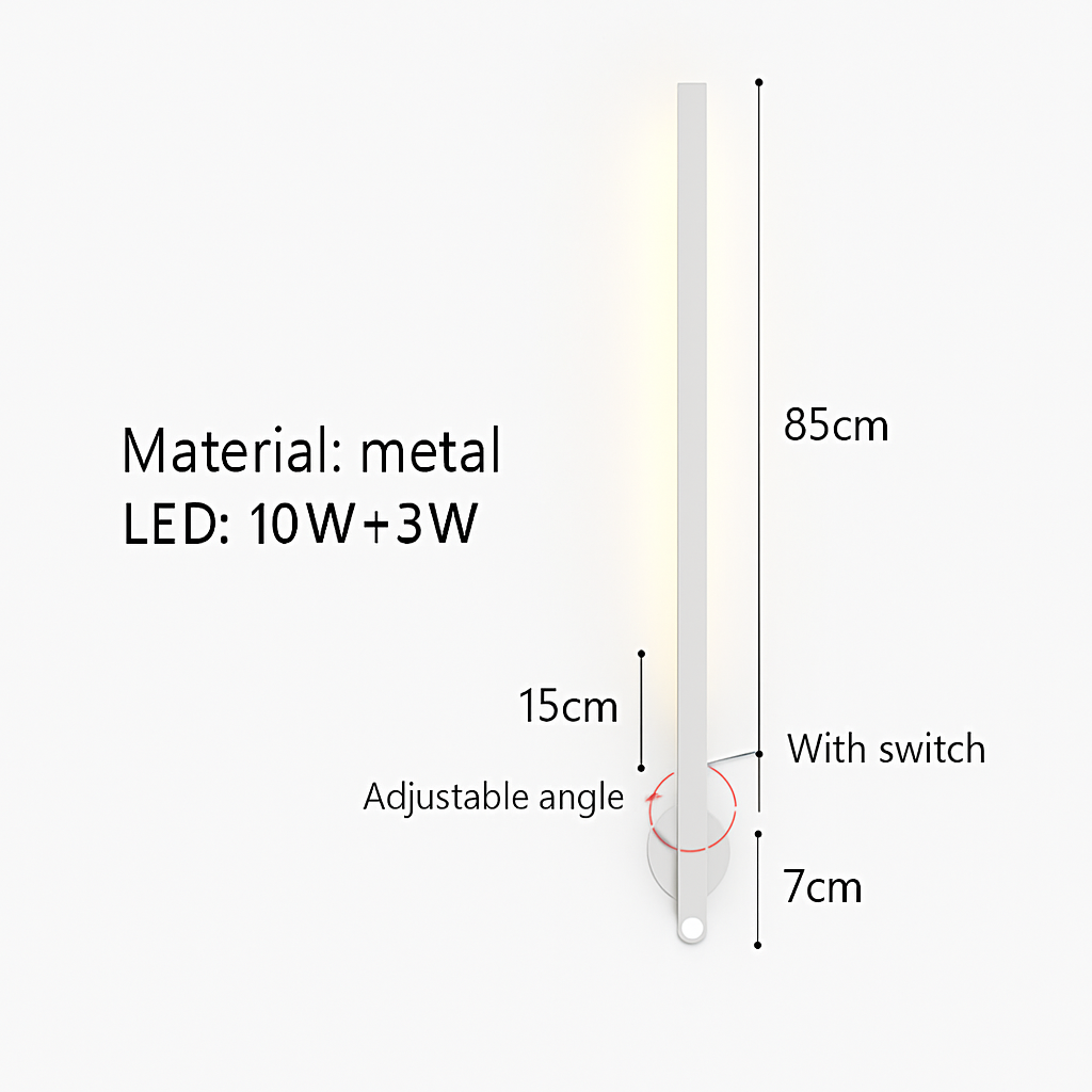 applique murale led minimaliste avec interrupteur angle réglable 3000k