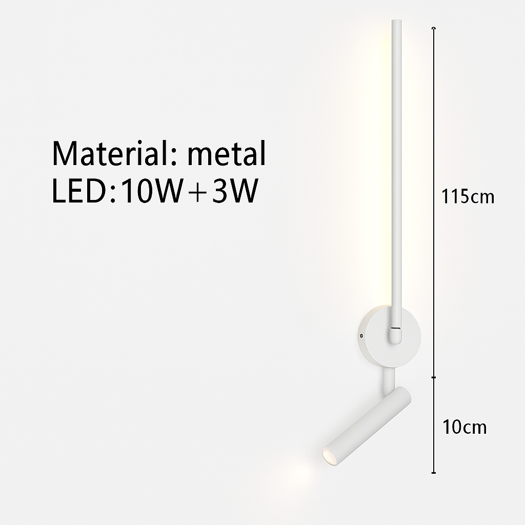 applique murale led minimaliste avec interrupteur angle réglable 3000k