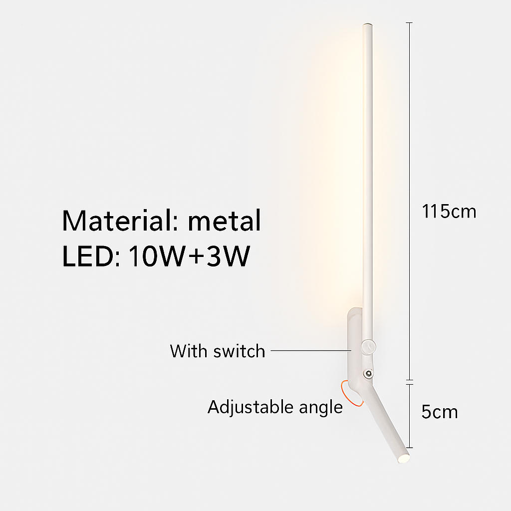 applique murale led minimaliste avec interrupteur angle réglable 3000k