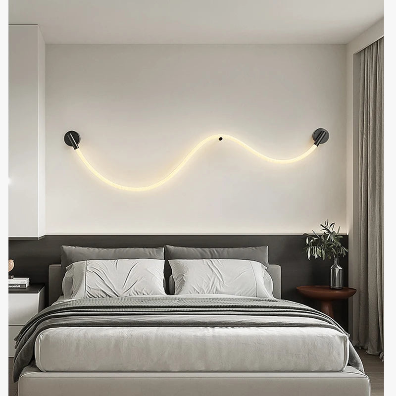 applique murale led minimaliste en fibre tissée en silicone souple
