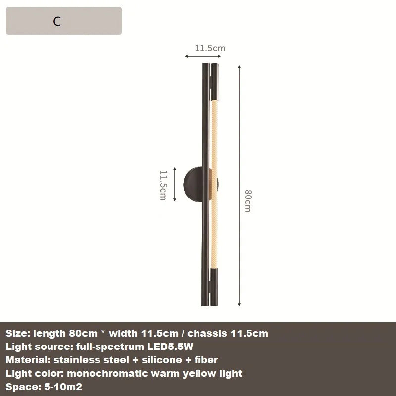 applique murale led minimaliste en fibre tissée en silicone souple