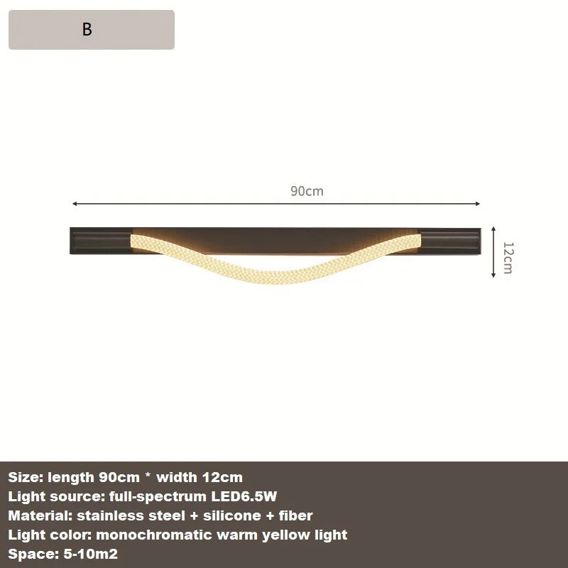 applique murale led minimaliste en fibre tissée en silicone souple