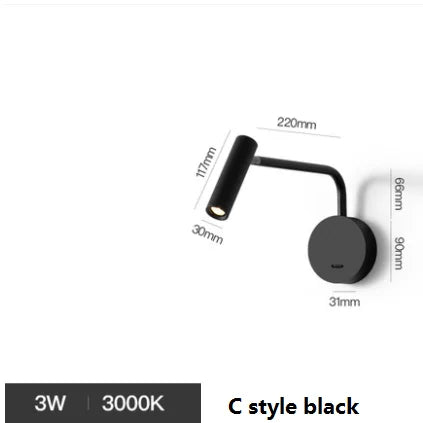 applique murale led minimaliste rotative pour éclairage réglable
