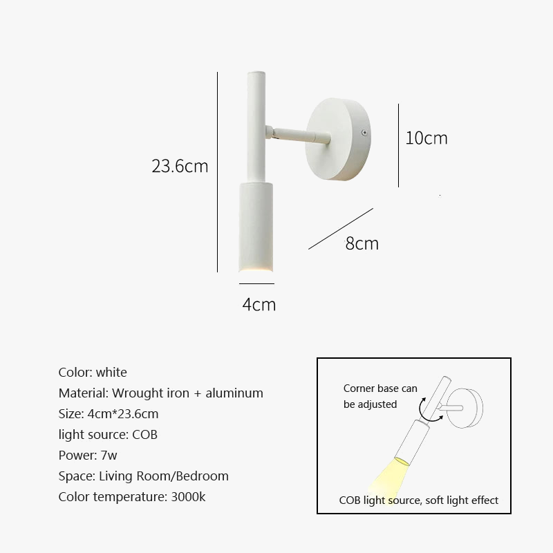 applique murale led minimaliste rotative pour éclairage réglable