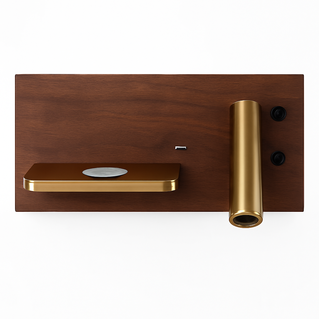 applique murale led moderne avec chargeur sans fil et rétro-éclairage usb