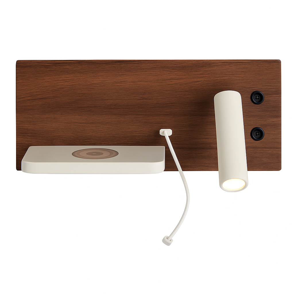 applique murale led moderne avec chargeur sans fil et rétro-éclairage usb