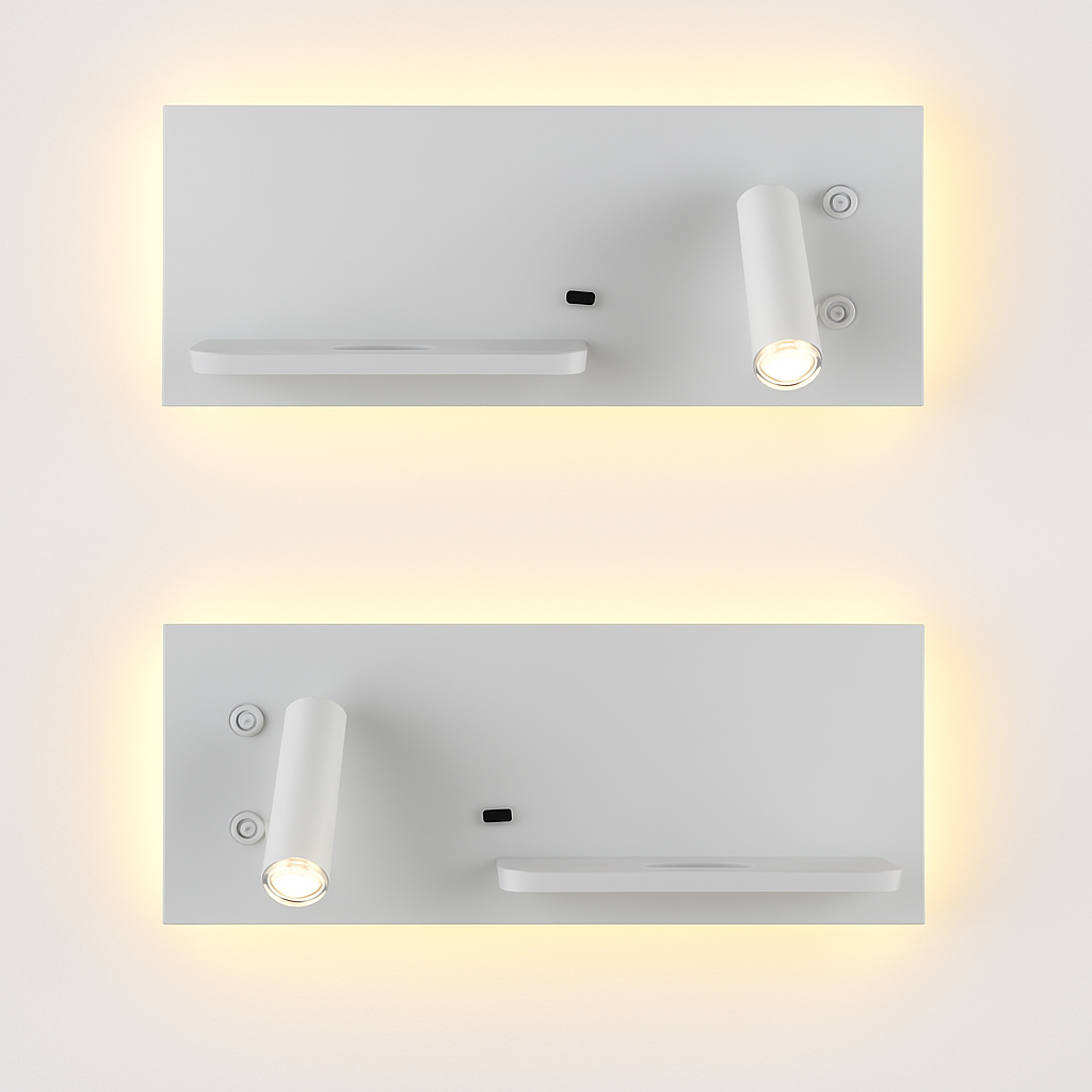 applique murale led moderne avec chargeur sans fil et rétro-éclairage usb