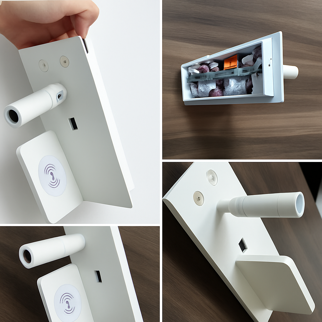 applique murale led moderne avec chargeur sans fil et rétro-éclairage usb