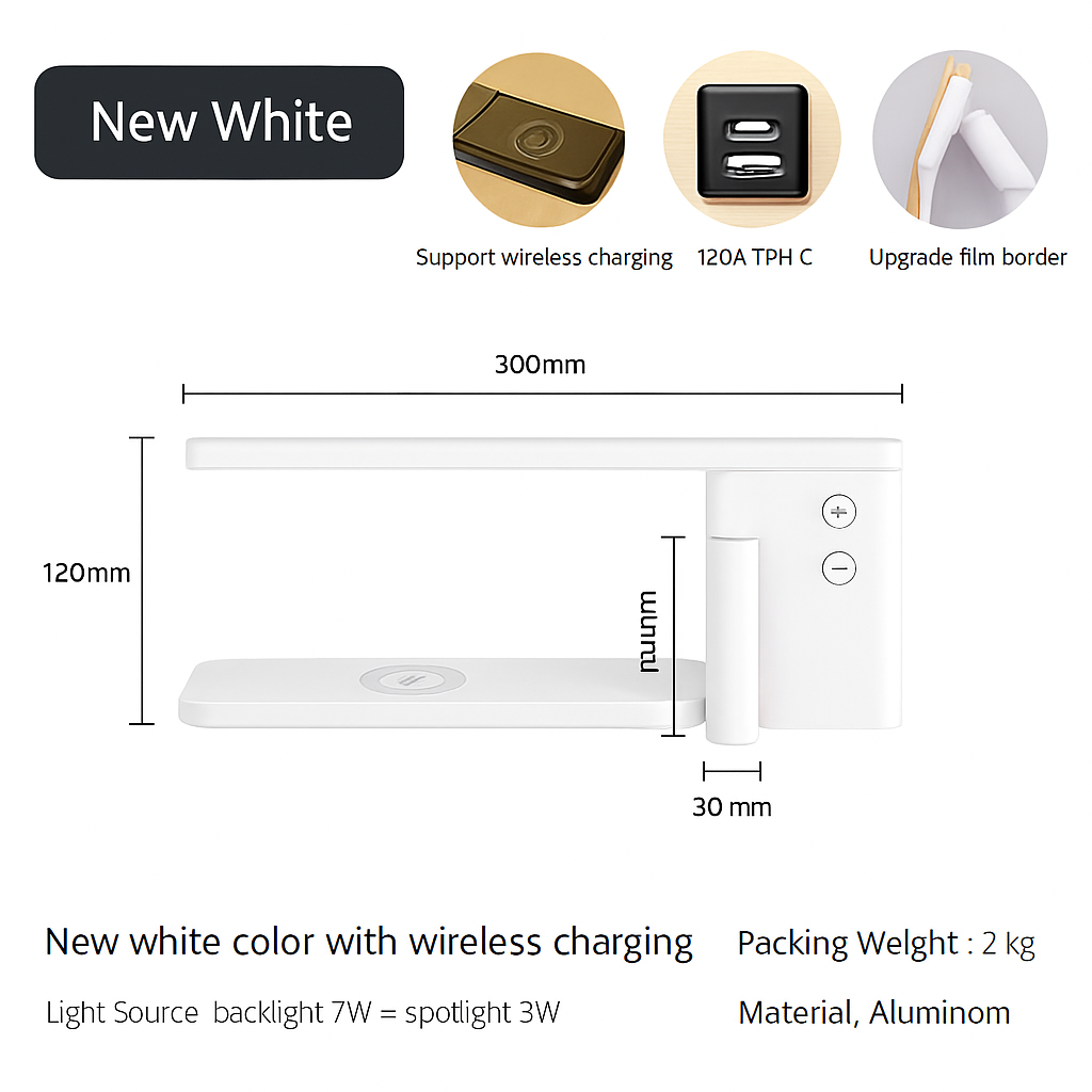 applique murale led moderne avec chargeur sans fil et rétro-éclairage usb