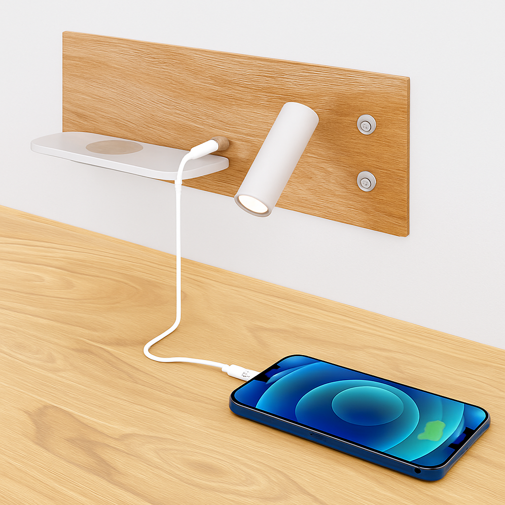 applique murale led moderne avec chargeur sans fil pour décoration intérieure