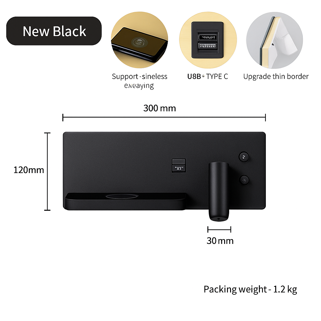 applique murale led moderne avec chargeur sans fil pour décoration intérieure