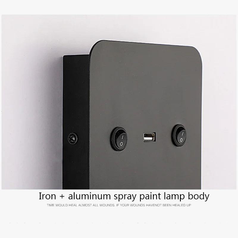 applique murale led moderne avec veilleuse et chargeur usb intégré