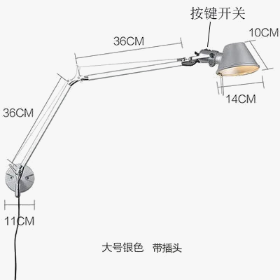 applique murale led moderne à bras long pliable et réglable pour lecture