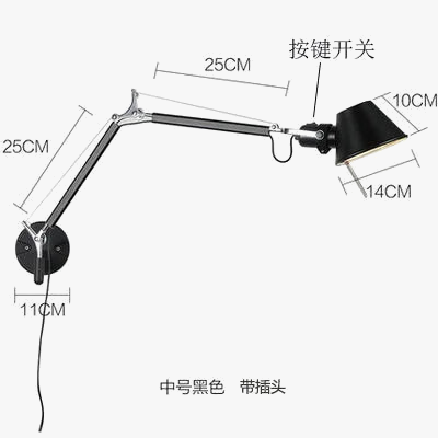 applique murale led moderne à bras long pliable et réglable pour lecture