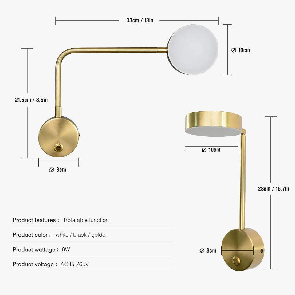 applique murale led moderne éclairage rotatif pour intérieur décoratif