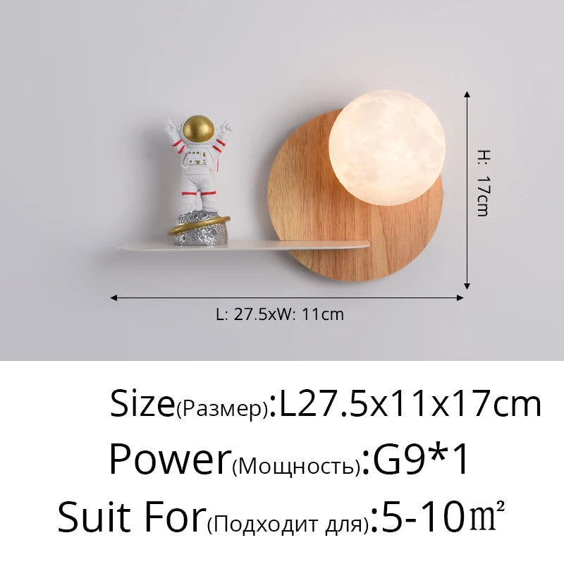 applique murale led moderne créative astronaute pour enfants
