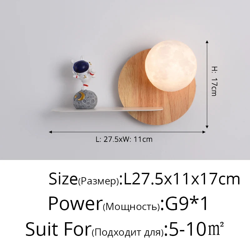 applique murale led moderne créative astronaute pour enfants