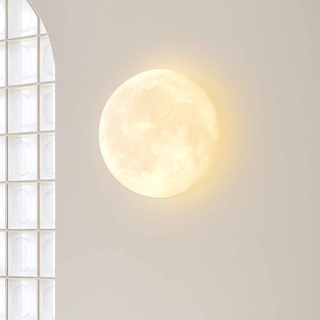 applique murale led moderne demi-cercle décor artistique impression 3d lunaire
