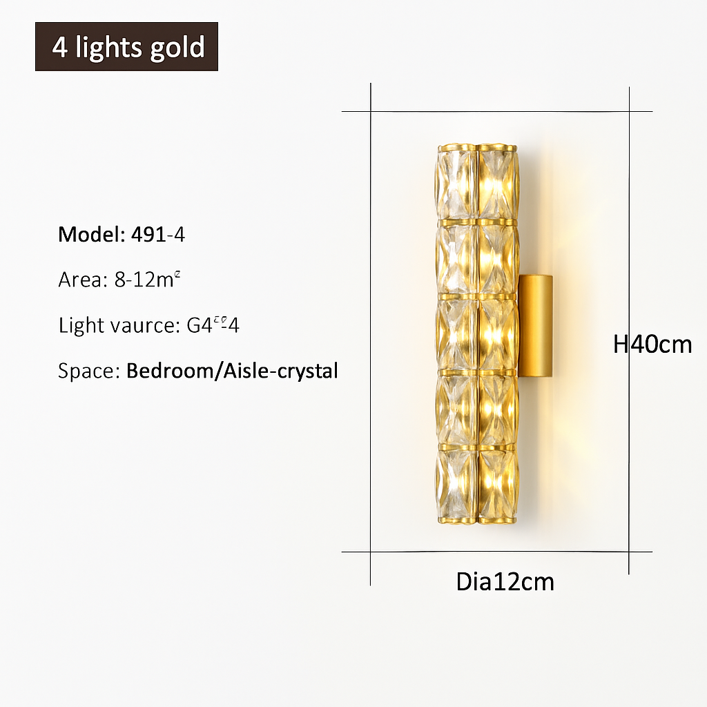 applique murale led moderne en cristal k9 de luxe décorative