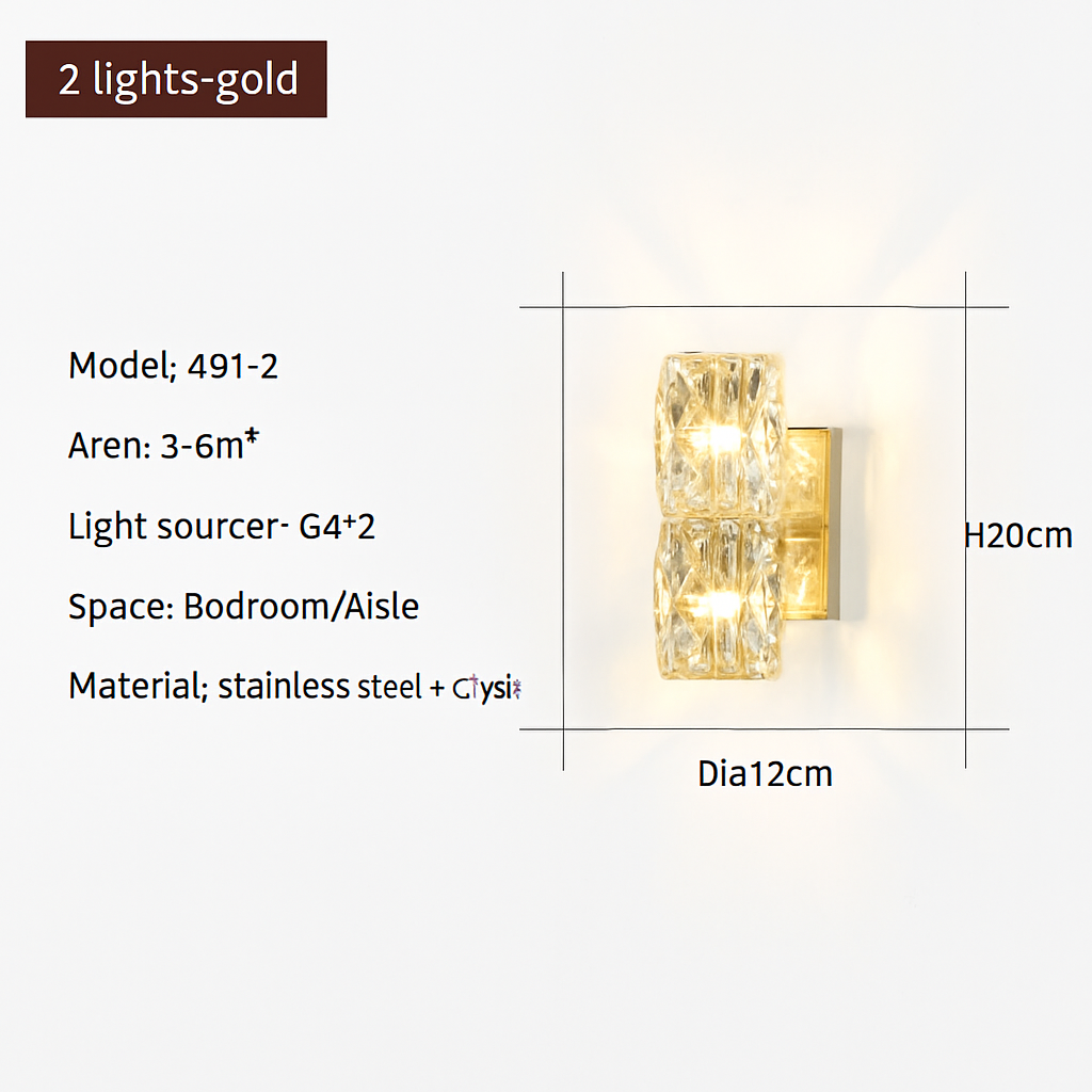 applique murale led moderne en cristal k9 de luxe décorative