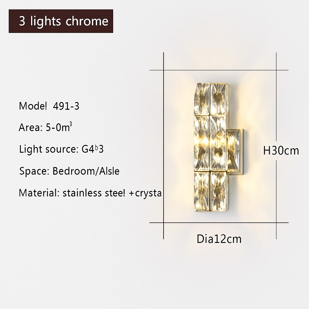 applique murale led moderne en cristal k9 de luxe décorative