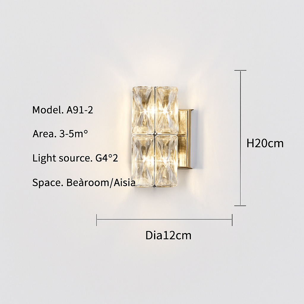 applique murale led moderne en cristal k9 de luxe décorative