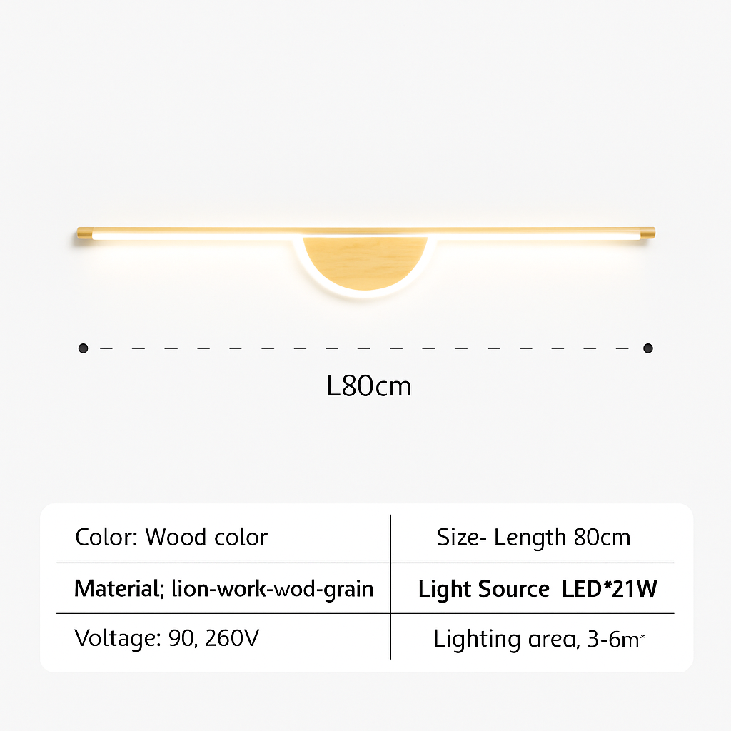 Applique murale LED moderne en Grain de bois de noyer