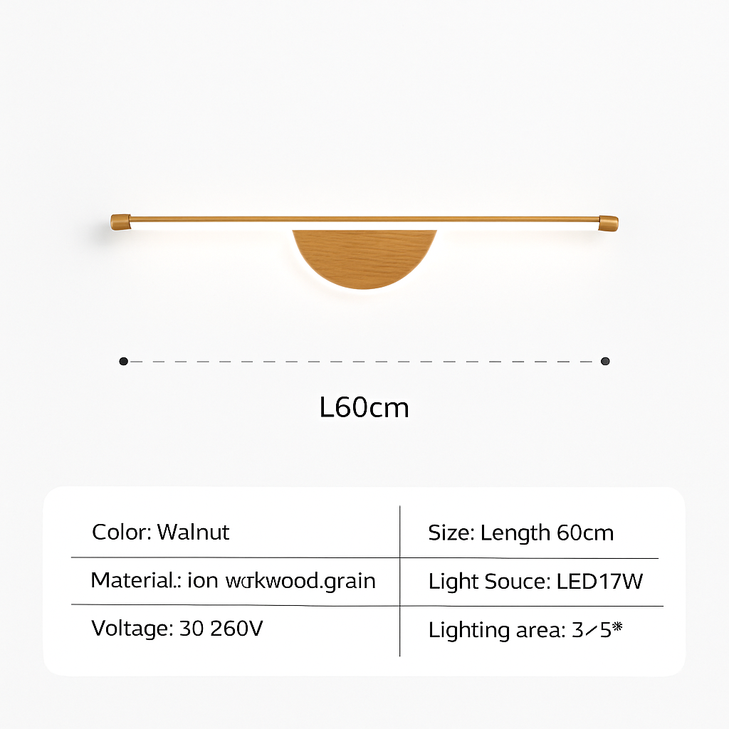 Applique murale LED moderne en Grain de bois de noyer