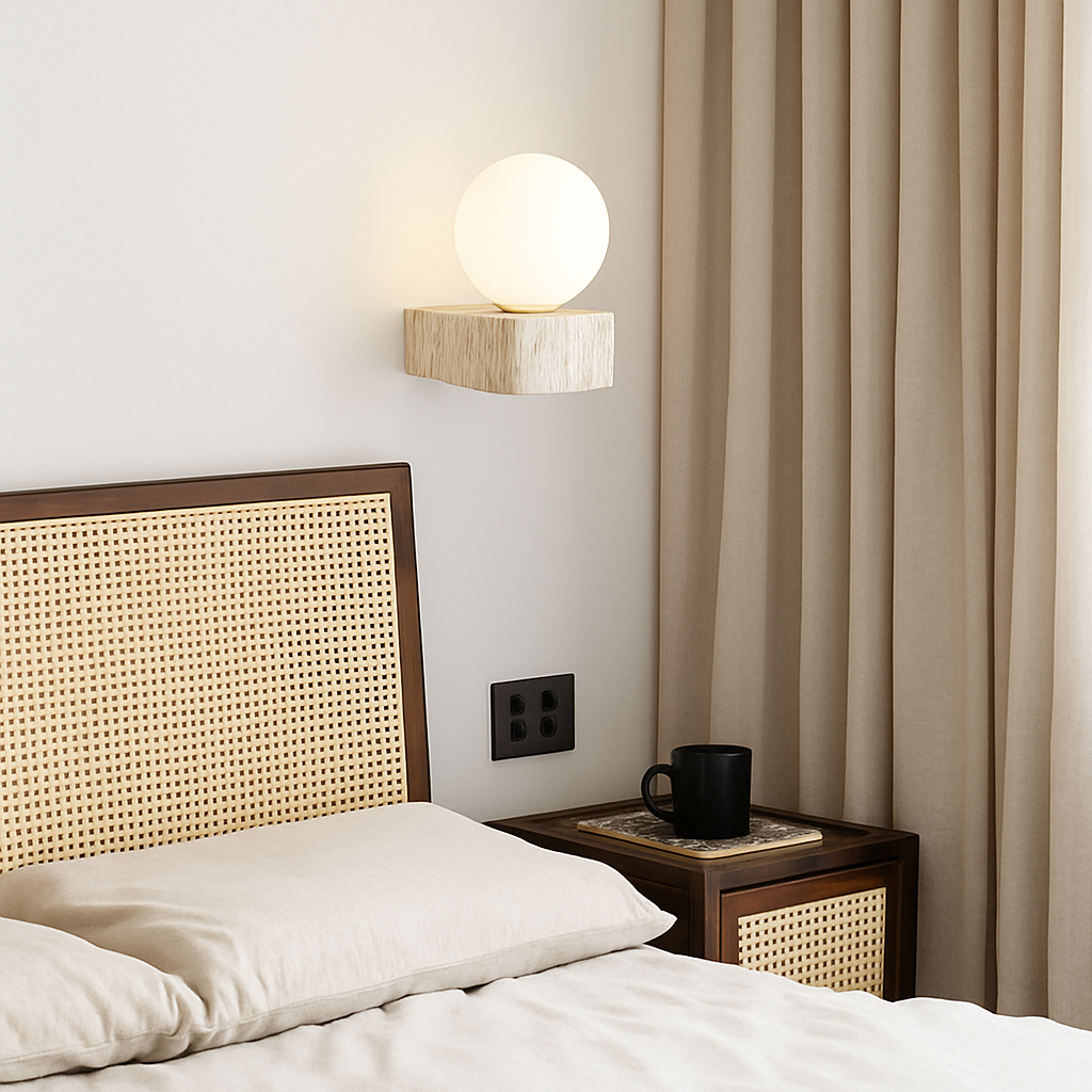 applique murale led moderne en verre avec pierre naturelle