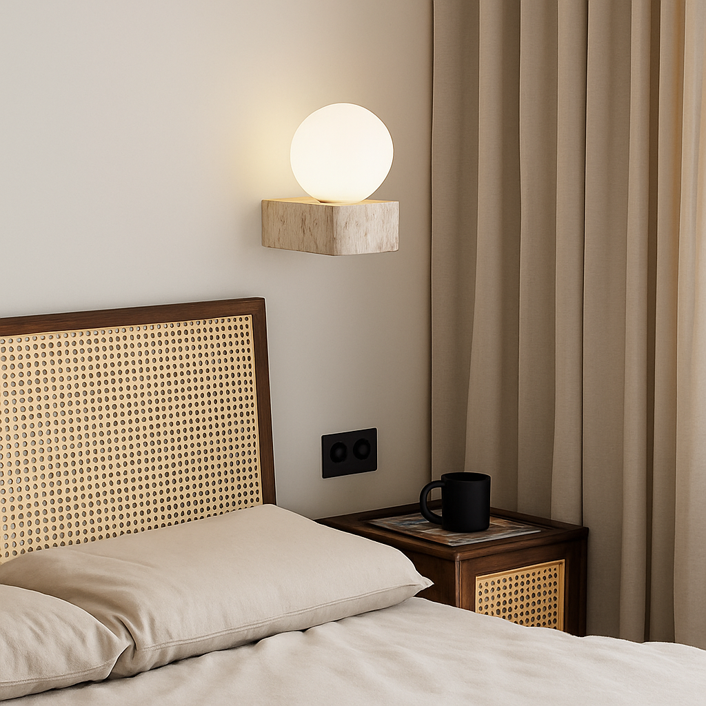 applique murale led moderne en verre avec pierre naturelle