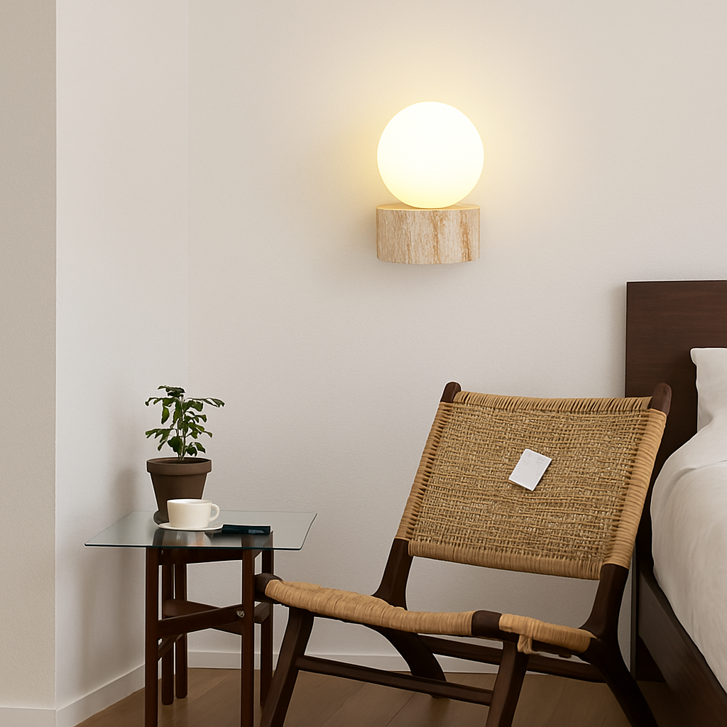 applique murale led moderne en verre avec pierre naturelle