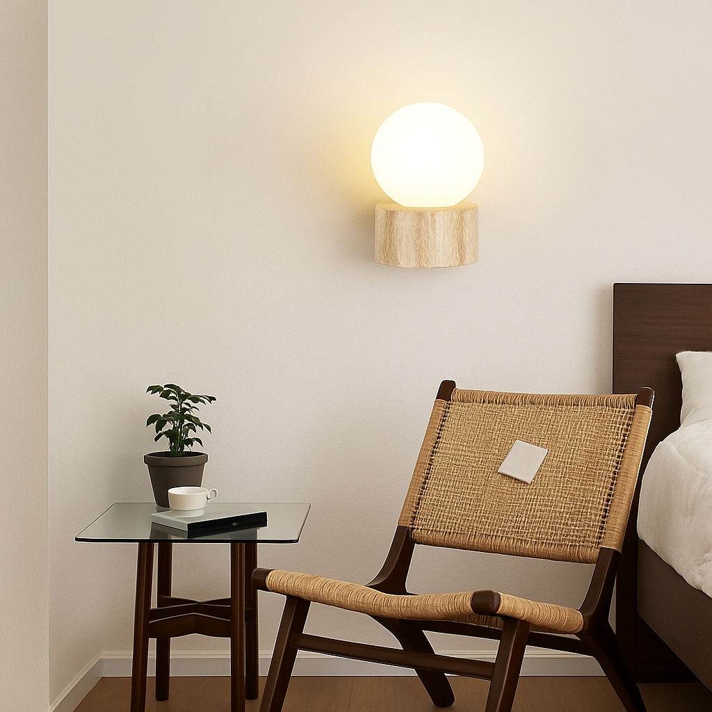applique murale led moderne en verre avec pierre naturelle