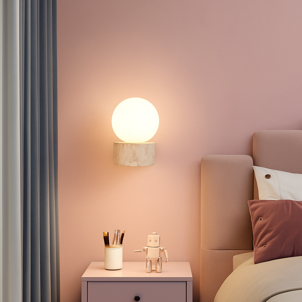applique murale led moderne en verre avec pierre naturelle