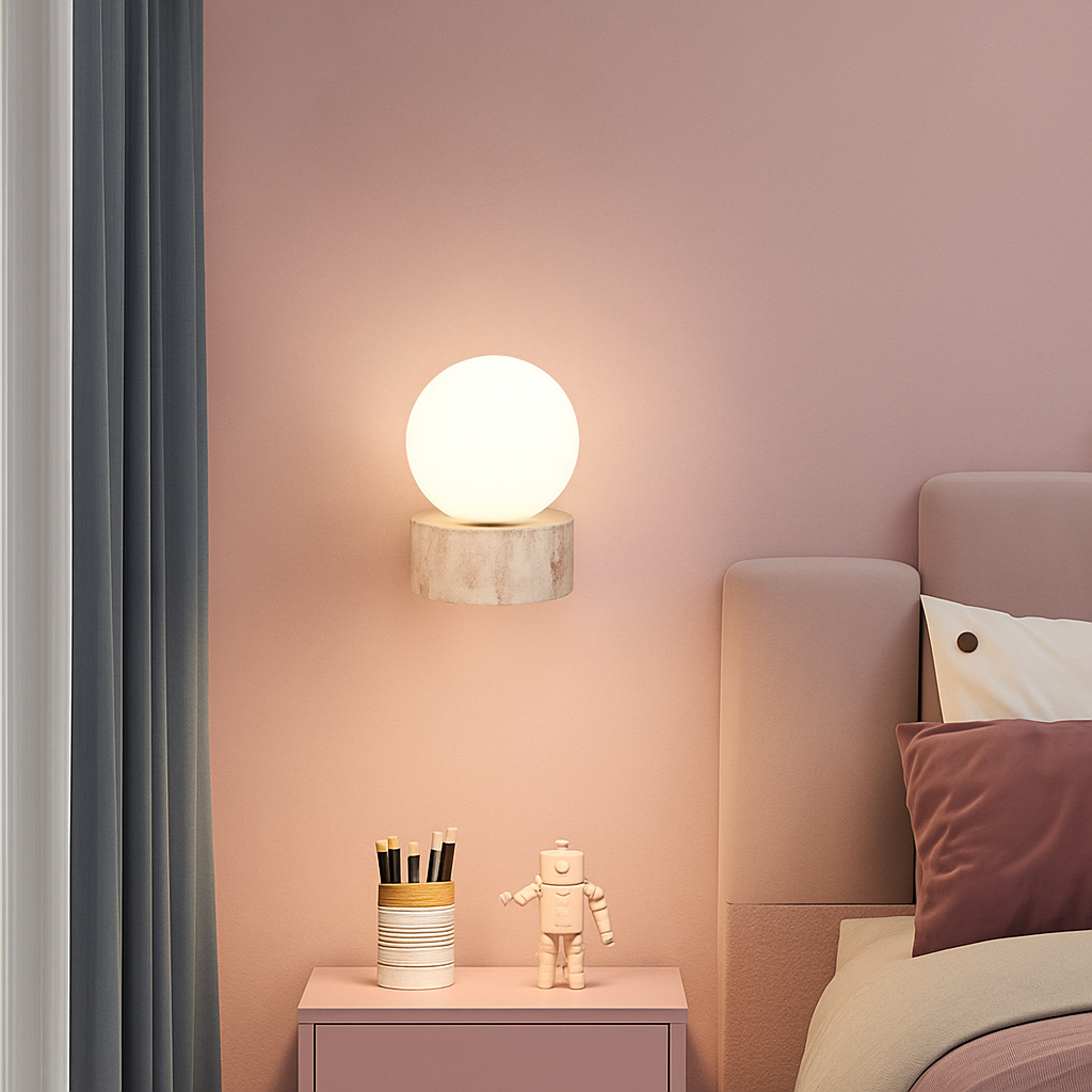 applique murale led moderne en verre avec pierre naturelle