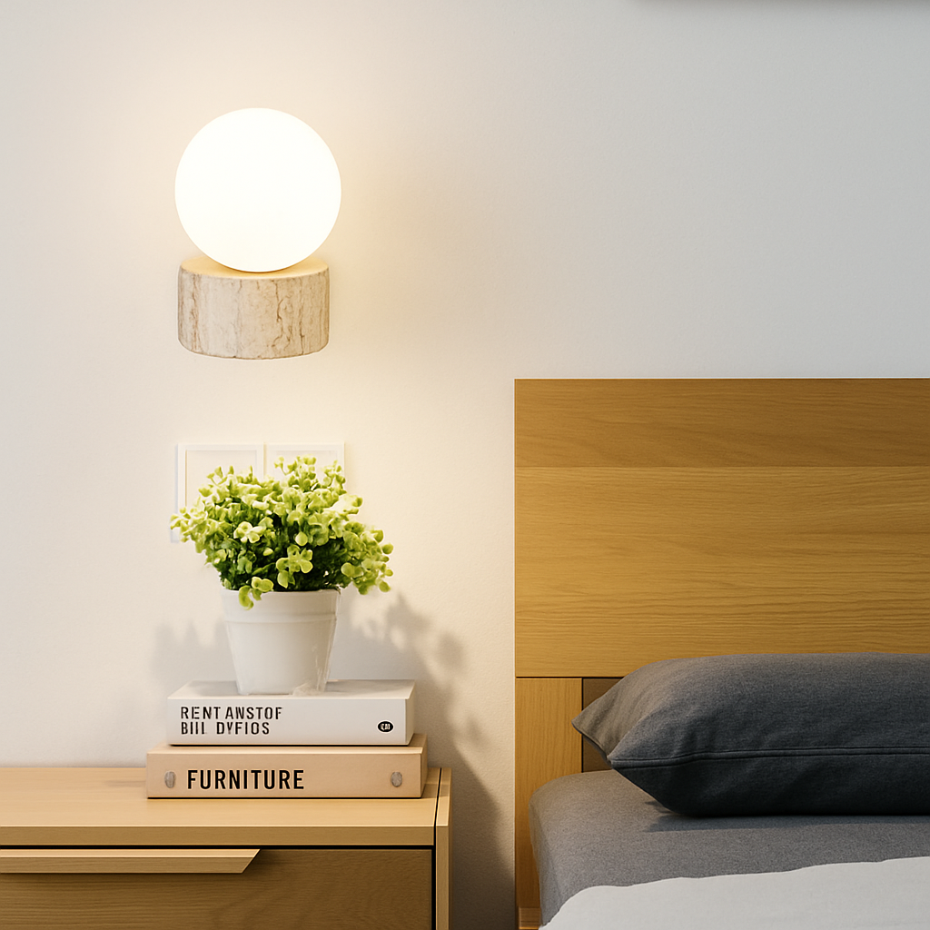 applique murale led moderne en verre avec pierre naturelle