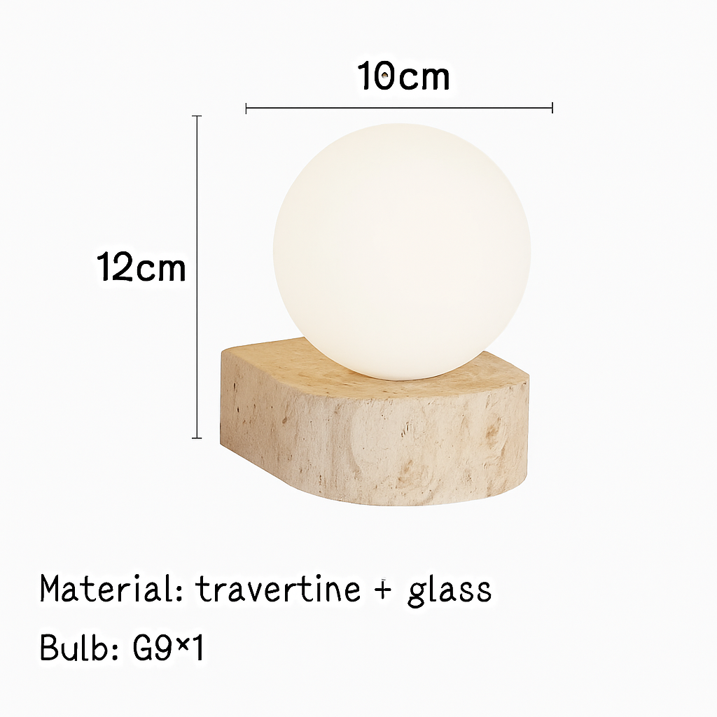 applique murale led moderne en verre avec pierre naturelle