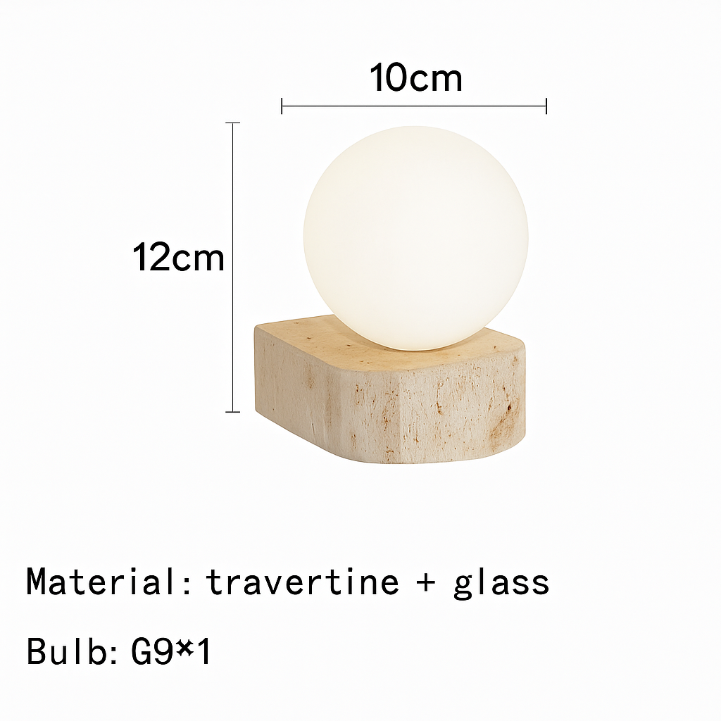 applique murale led moderne en verre avec pierre naturelle