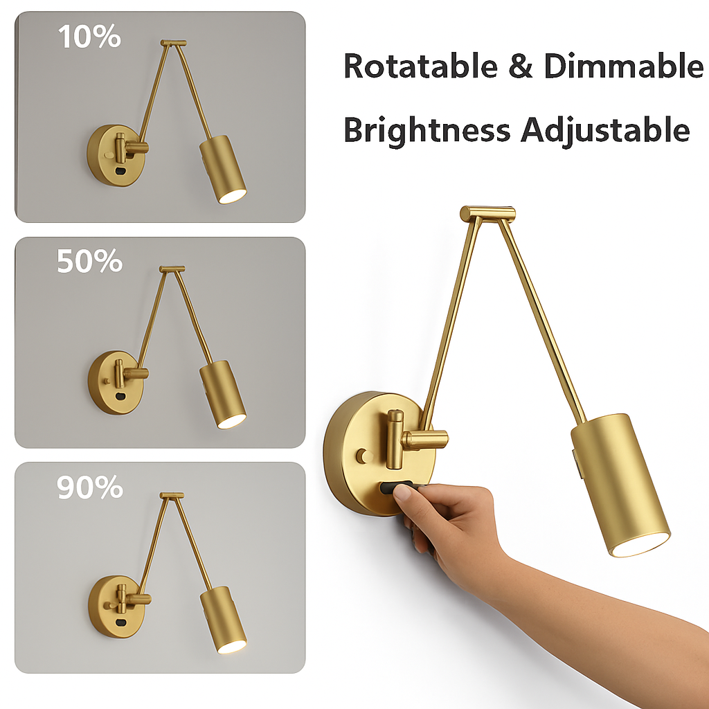 applique murale led moderne à intensité variable télescopique pliable pour étude