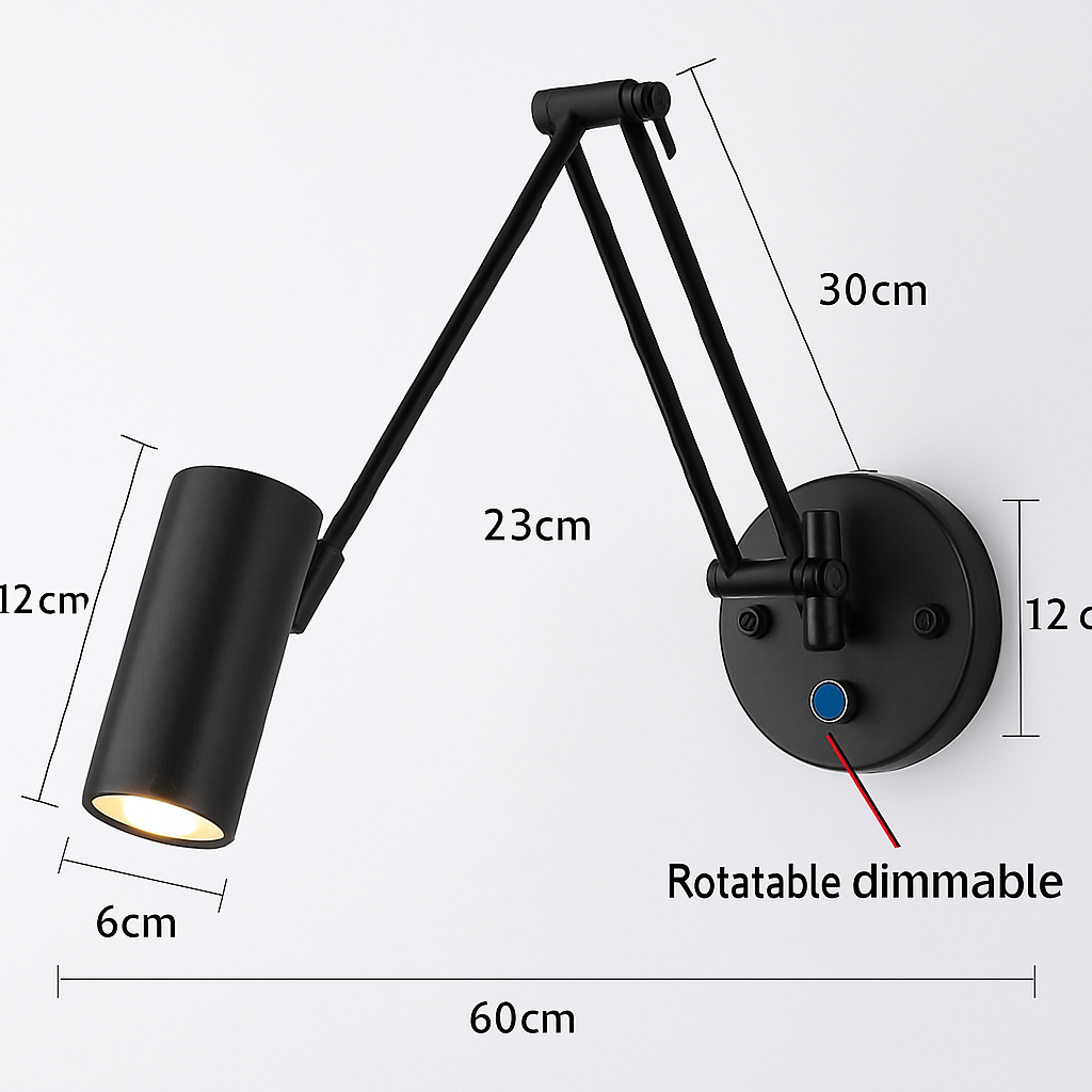 applique murale led moderne à intensité variable télescopique pliable pour étude