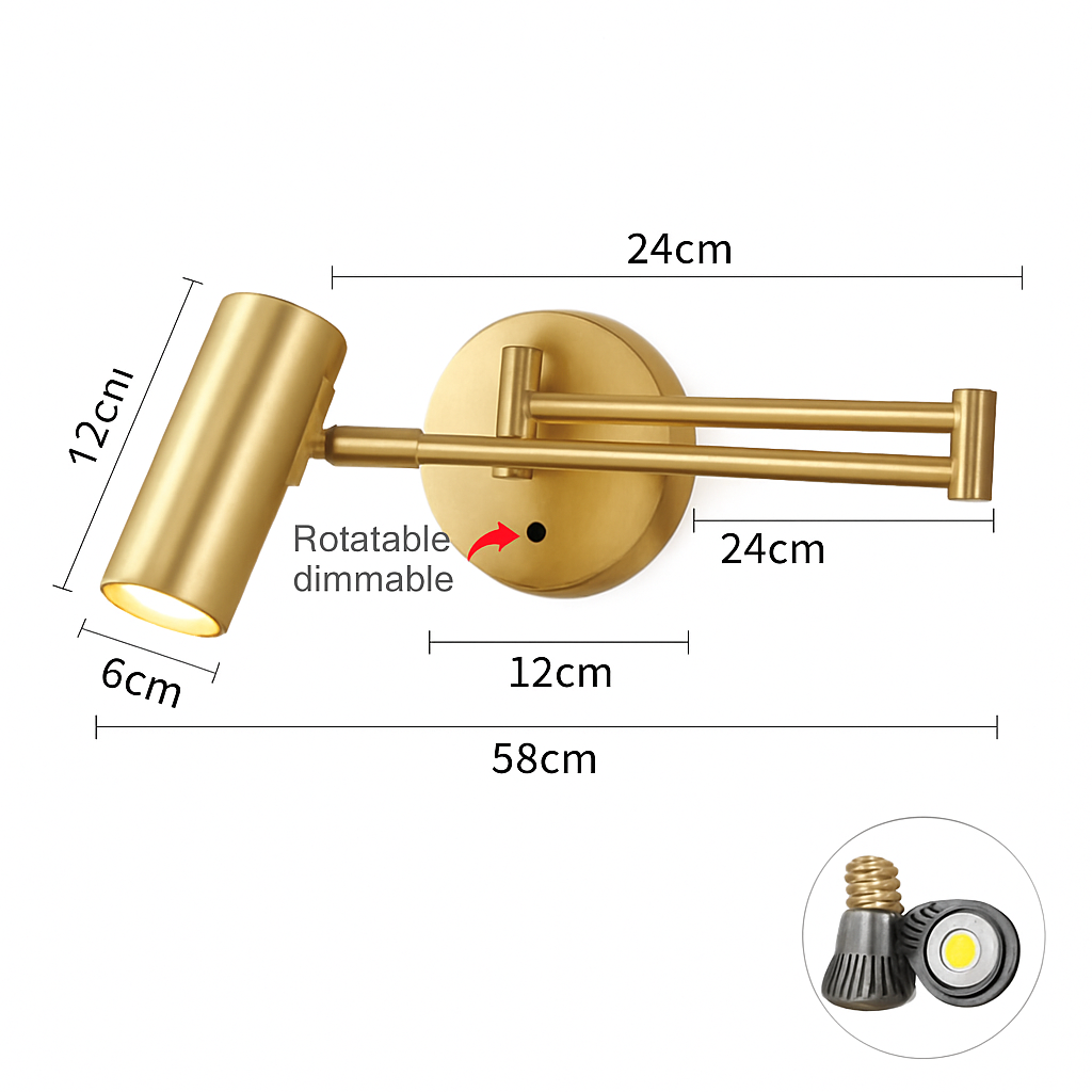 applique murale led moderne à intensité variable télescopique pliable pour étude
